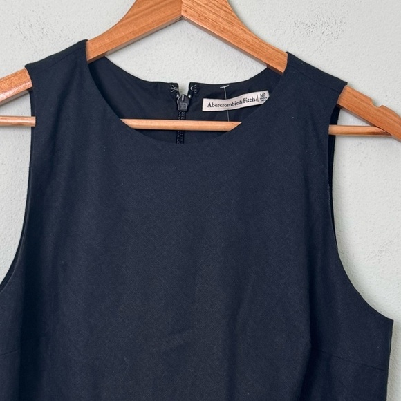 NWOT Abercrombie & Fitch High-Neck Linen-Blend Maxi Dress in Black Size MP - Picture 12 of 13